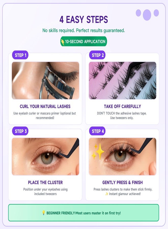 Dorisue Press On False Lashes Self Adhesive Eyelashes, Cat Eye Natural Wispy,8mm 12mm-14mm Reusable No Glue Needed Lash Kit, with Application Kit Tweezers and Back up glue - Image 5